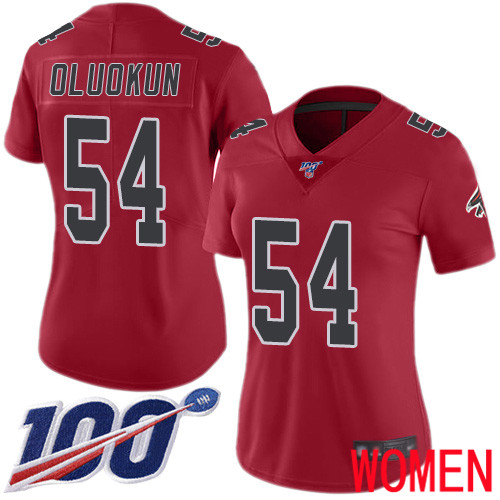 Atlanta Falcons Limited Red Women Foye Oluokun Jersey NFL Football 54 100th Season Rush Vapor Untouchable